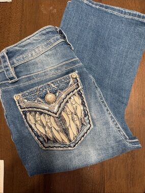 Fire & Rain Denim Women's Blue Embroidered Pocket Jeans